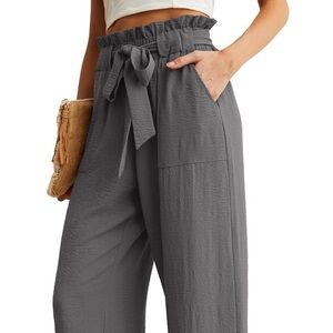 Gray Women's Paperbag Waist Pants